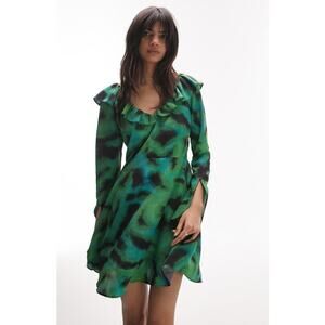 Topshop Ruffle Long Sleeve Dress Size 2